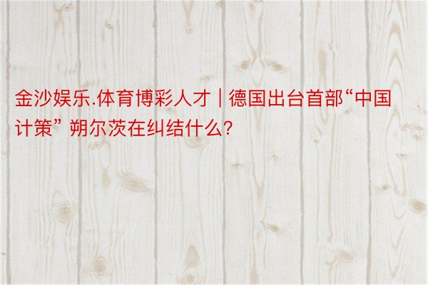 金沙娱乐.体育博彩人才 | 德国出台首部“中国计策” 朔尔茨在纠结什么？