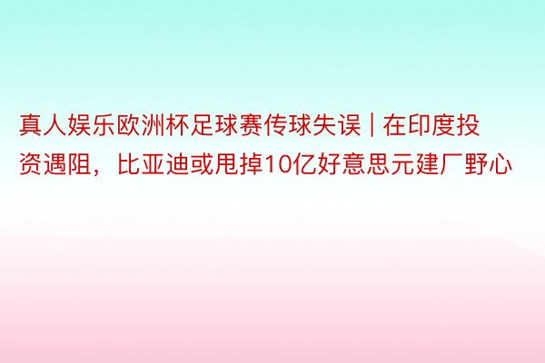 真人娱乐欧洲杯足球赛传球失误 | 在印度投资遇阻，比亚迪或甩掉10亿好意思元建厂野心