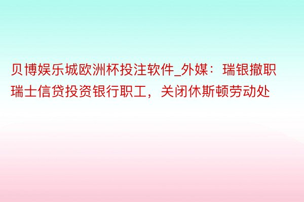 贝博娱乐城欧洲杯投注软件_外媒：瑞银撤职瑞士信贷投资银行职工，关闭休斯顿劳动处