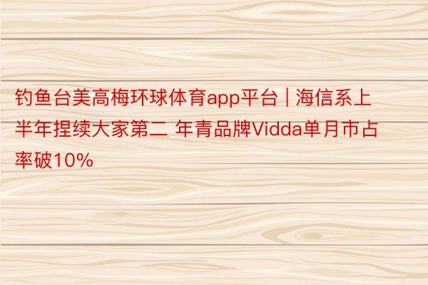 钓鱼台美高梅环球体育app平台 | 海信系上半年捏续大家第二 年青品牌Vidda单月市占率破10%