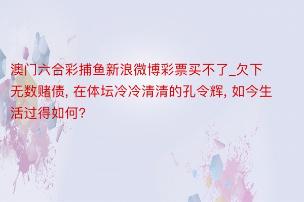 澳门六合彩捕鱼新浪微博彩票买不了_欠下无数赌债, 在体坛冷冷清清的孔令辉, 如今生活过得如何?