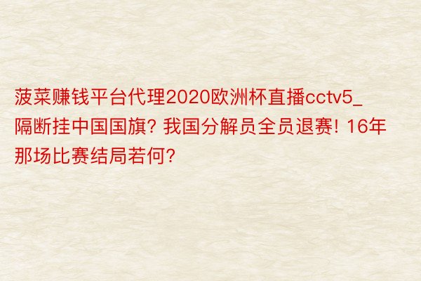 菠菜赚钱平台代理2020欧洲杯直播cctv5_隔断挂中国国旗? 我国分解员全员退赛! 16年那场比赛结局若何?