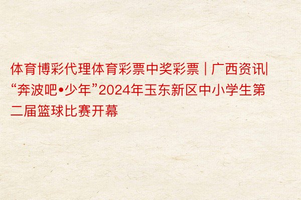 体育博彩代理体育彩票中奖彩票 | 广西资讯|“奔波吧•少年”2024年玉东新区中小学生第二届篮球比赛开幕